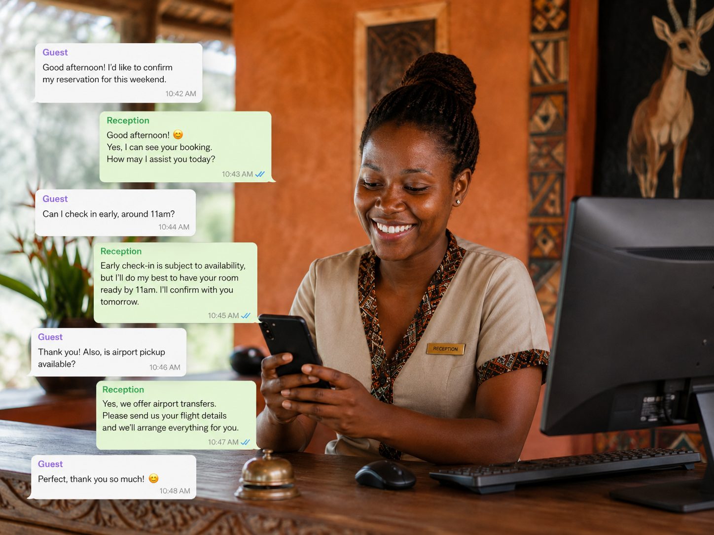 Guest communication across email, WhatsApp and text